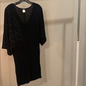 Enti Fleur de lis black rhinestone dress small